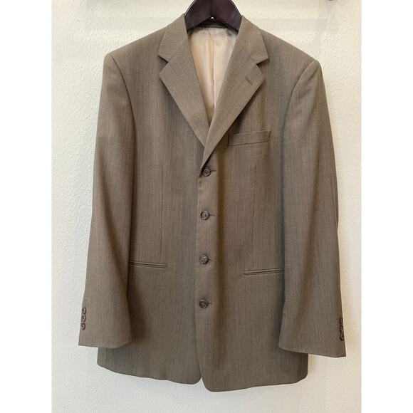 Vintage Monsieur by Givenchy 100% Worsted Wool Mens Blazer Jacket 44L Brown/Blk - Picture 10 of 11